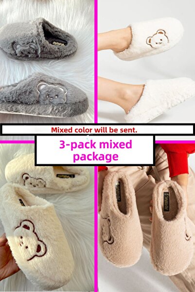 StWenn 3-Pack House Slippers Dowry Guest Slippers Winter Slippers Noiseless Lightweight Orthopedic Sole