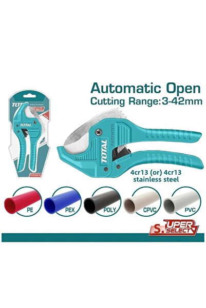 TOTAL PPRC Foarfece profesionale pentru tăierea țevilor de instalații din plastic 3-42 mm Oțel THT534216