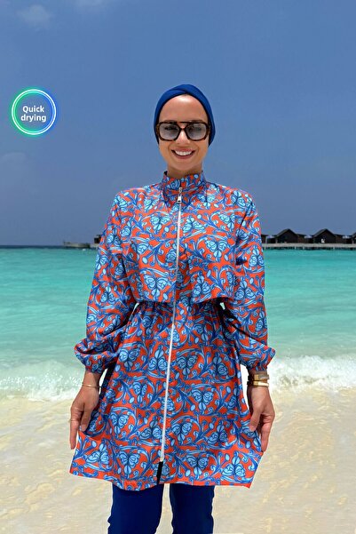 Ka Hijab Costum de baie islamic din 2 piese acoperit complet Ivy - Saks Blue