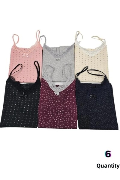 BEYAZTOPTAN 6 قطع من القطن عالي الجودة بألوان مختلطة ومنقوشة للنساء