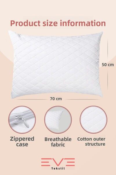 Eve Tekstil 2 Pieces Diamond Quality Quilted Pillow 50*70 Cm 800 gr