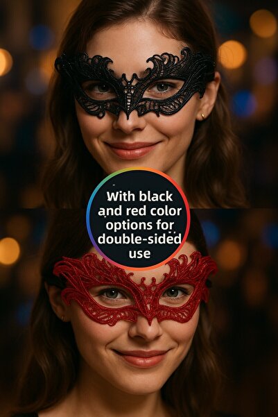 TOYFEST Double Sided Black Red Lace Mask Special Design Party Accessory Model - 8