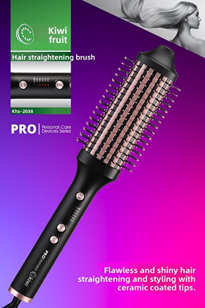 Kiwi Khs-2038 Ceramic Coated Hair Straightener Brush