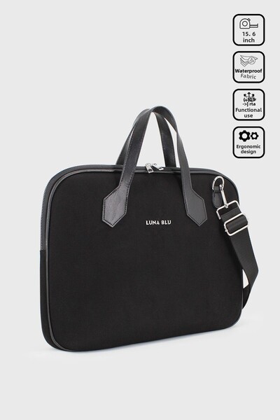 LUNABLU 15.6" Inch Waterproof Fabric Briefcase Computer Notebook Laptop Bag