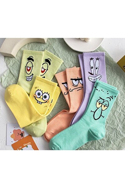 UZN SOCKS 5 PÁR SZÍNES MINTÁS PAMUT FŐISKOLAI ZOKNI / SZÍNES SPORTZOKNI