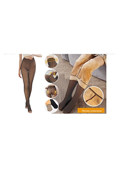 m mlinda Тънък изглеждащ термо зимен чорапогащник с плюшена вътрешна страна, тънък тюл Термо плюшен чорапогащник Polar Чорапогащник