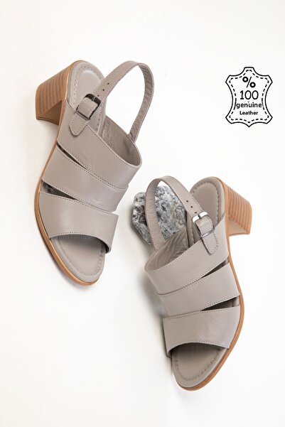 SOHO Gray Genuine Leather Women's Classic Heeled Shoes 20520