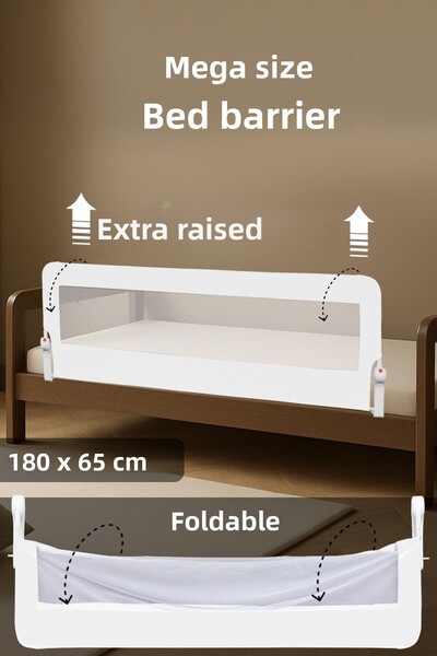 Meleni Baby 180 cm Mega Baby Safety Barrier - Heightened Protective Barrier Folding Bed Rail White
