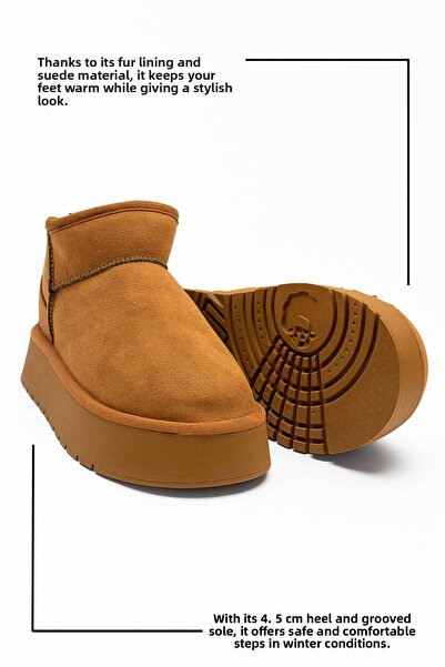 Nstil Tan Dámské boty - Ultra Mini Suede, Silná podrážka, Zimní Bootie 400u