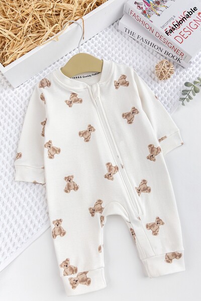 Babymod 100% Cotton Baby Girl and Boy Jumpsuit with Teddy Bear