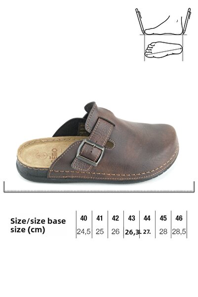 GEZER Ανδρική σόλα από γνήσιο δέρμα με μονή πόρπη ρυθμιζόμενη παντόφλα κήπου σπιτιού