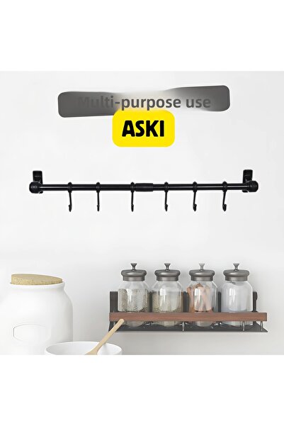 rosfloa rf زاوية قهوة معدنية من الحديد المطاوع مع 6 خطافات - شماعة بدون حزام مع ديكور للمطبخ والحمام