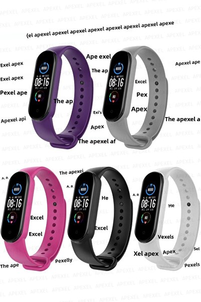PUFWİN Xiaomi Mi Band 5 and 6 Compatible Silicone Band Set of 5