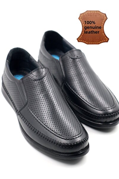 nazenintasarımlar Men's Genuine Leather Lightweight Ultra Comfortable Seasonal Gel Black Casual Shoes