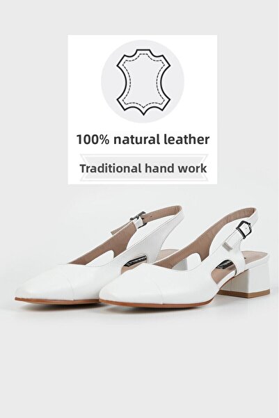 TUNAELLİ PANTOFI CU TAC DE NUMĂRUL 34-35-41 PANTOFI DE FEMEI ALB PIELE NATURALĂ