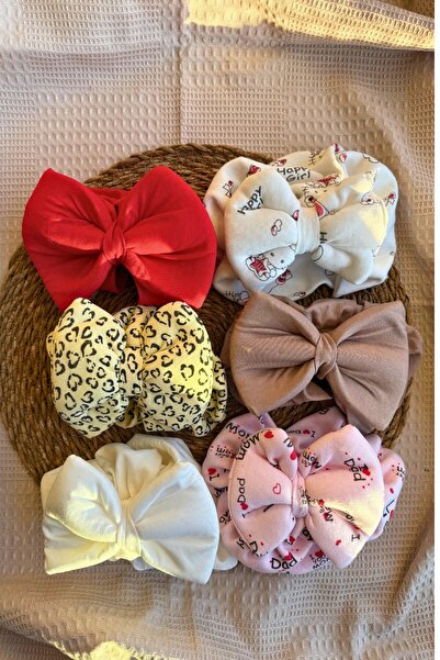 MASENKIDS مجموعة بيبي بون باندانا بطبقة مزدوجة على شكل فيونكة مكونة من 6 قطع