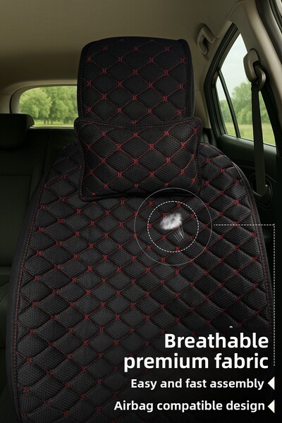 TORPEDO Elite Series Breathable Mesh Fabric Car Seat Cushion Black Red (Front 2 Seats)