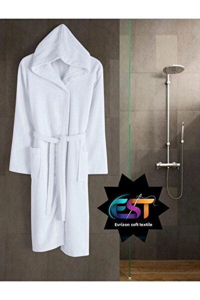 EVRİZON Cotton Hooded Unisex Bathrobe