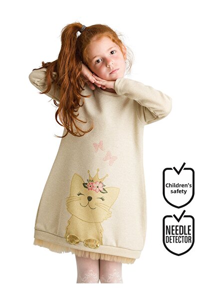 MSHB&G Γυαλιστερό κοριτσίστικο φόρεμα Cat Dream Cat Gold Dore