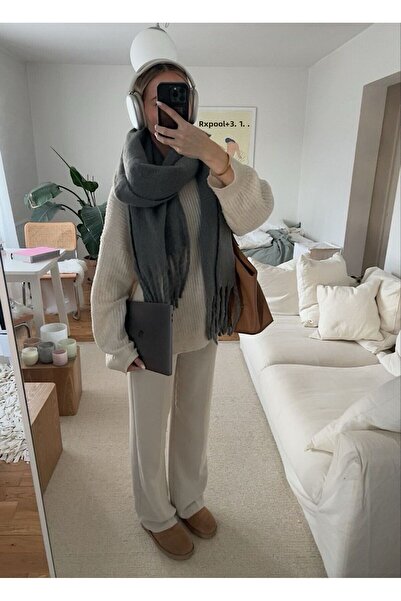 Goldmine Unisex Puffy ελαφρύ κασκόλ ανθρακί