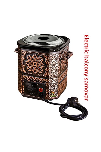 SAFİR ÇAY KAZANLARI Electric Copper Nostalgia Samovar - Included Teapot