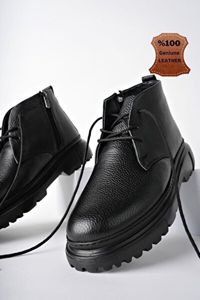 MUGGO Foden Guaranteed Ανδρικές χειμερινές μπότες Chelsea - Γνήσιο δέρμα, με φερμουάρ και γούνινο σόλα Eva