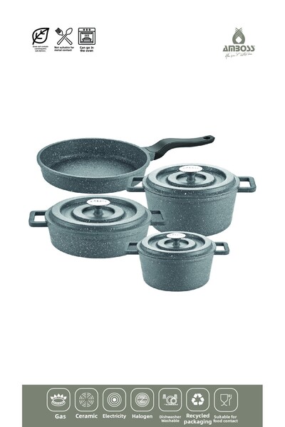 Amboss 7 Piece Copper Cast Pot Set (Grey)