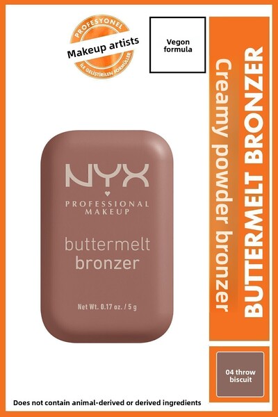 NYX Professional Makeup Buttermelt Bronzer, Powder Bronzer, 12 HR Wear, Butta Biscuit
