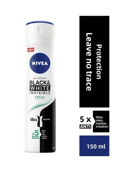 NIVEA Invisible Black&White Fresh Spray Deodorant 150ml Women's 3 Pack