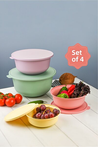 Vienev Πολύχρωμο Tupy Bowl με Καπάκι Σετ 4 τεμαχίων