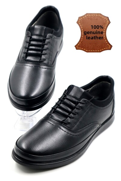 nazenintasarımlar Men's Inner Outer Genuine Leather Ultra Comfortable Lightweight Seasonal Black Casual Shoes
