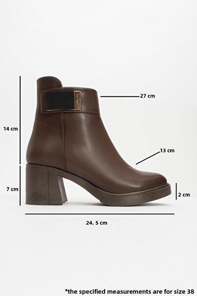 LuviShoes Cizme de damă cu toc gros cu cataramă maro RASHE