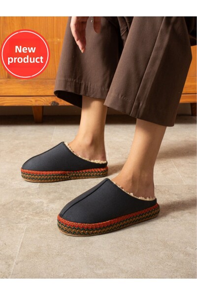 STOCON Embroidered Furry Inside High-Soled Women's Home Slippers Dowry Bundle Slippers Stc1151