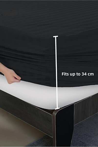 VESSİNOHOME Calmia Series Single Striped Satin Fitted Sheet - Soft, Shiny, Non-Slip Premium Fabric