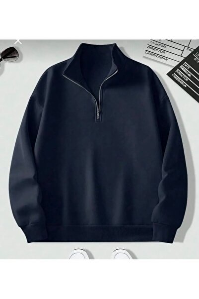 DEZZİİ Φούτερ πουλόβερ 3 τεμαχίων σε γκρι ναυτικό κόκκινο όρθιο γιακά με φερμουάρ