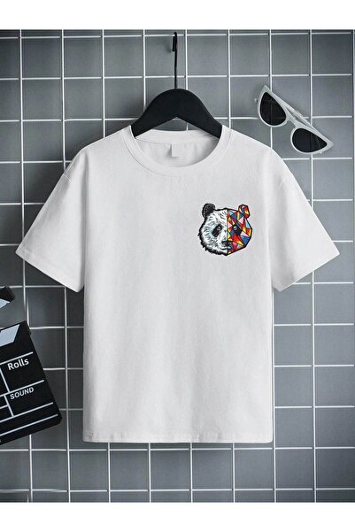 VASK Tricou alb pentru copii, unisex, confortabil, din bumbac, imprimat