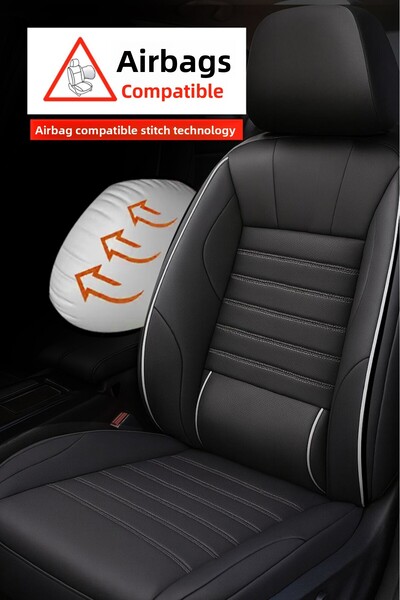 GM-DESIGN Stone Universal Leather Car Seat Cover - Lumbar Support - Full Set of 5 Seats