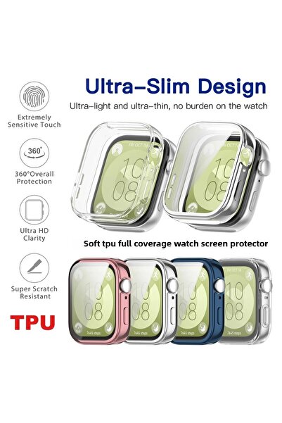 Fibaks Huawei Watch Fit 3 Compatible Case and Screen Protector 360 Full Protection Case Cover