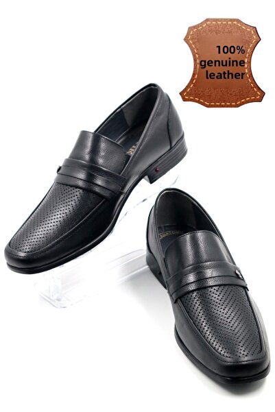 nazenintasarımlar Men's Genuine Inner Outer Leather Black LACED Classic Casual Shoes