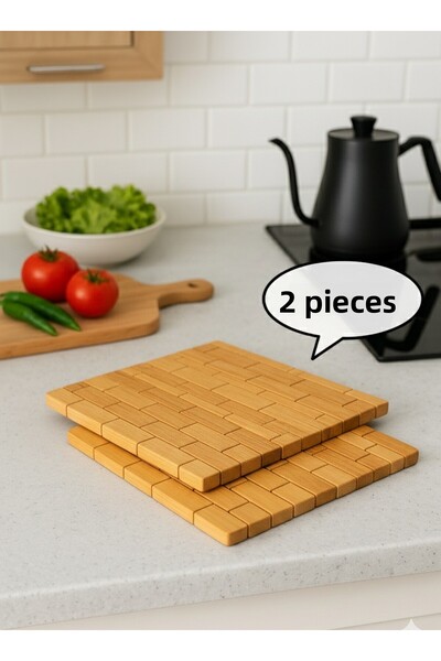 HZL HOME 2 pieces bamboo natural woven trivet 22x22 heat resistant bamboo trivet