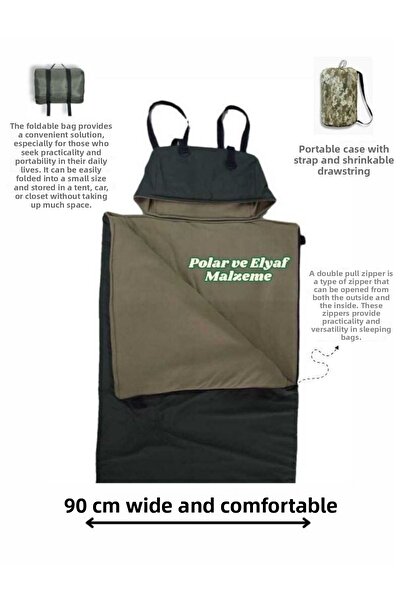 Med Online Sac de dormit kaki lat de 90 cm (-25) Micro hidrofug (220×90 cm) 2...