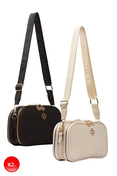 Adelina Bags حقيبة كتف نسائية من الساتان بحزام متقاطع 2 حقيبة