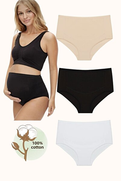 MODALADY 3 BUCĂȚI CHILOȚI DE MATERNITATE 100% BUMBAC