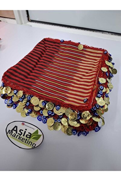 ASYA PAZARLAMA Henna Handkerchief, Wedding Handkerchief, Wedding Handkerchief, Keşan, Evil Eye Beaded Henna Handkerchief, Halay Handkerchief