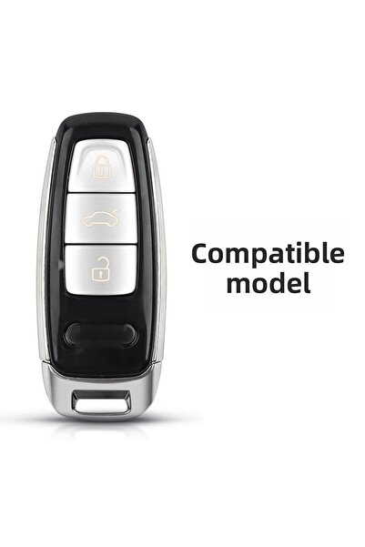 Mavi Keys Husă de protecție pentru telecomandă din silicon cu 3 butoane pentru Audi Smart New A6 C8 4K A8 Q8 D5 4N Q7, negru argintiu