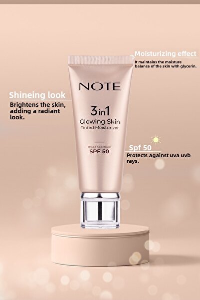 NOTE 3 in 1 Glowing Skin Tinted Moisturizer SPF 50 Işıltılı Aydınlatıcı Krem