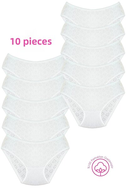 Newlilla 020 Heart Patterned 100% Cotton Pack of 10 Children's Underpants