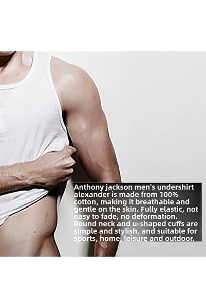 ANTHONY JACKSON Box of 5 Premium Classic Men's Undershirt Alexander Extra Long - Combed Fine Ribbed Organic Cotton