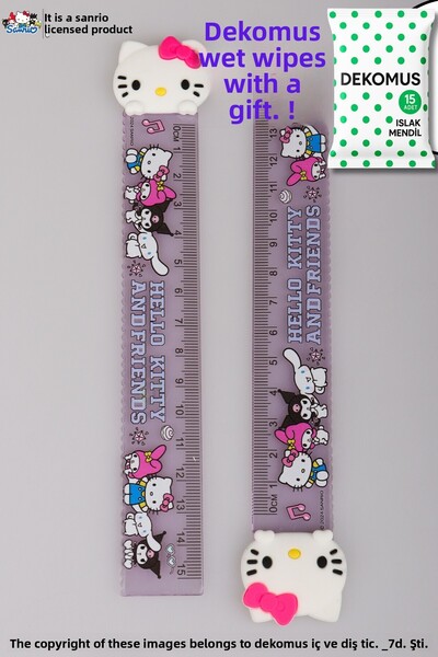 Hello Kitty "Dekomus Wet Wipes with a Gift" Hello Kitty "Single" Ruler 15 cm