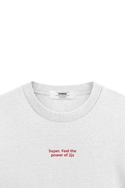 Overoz Μπλουζάκι Supra 2jz White Oversize - Εκτύπωση στην πλάτη, Unisex, Κείμενο 1209